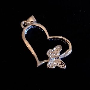 Sterling Silver Butterfly on a Heart Pendant for a Necklace. Stamped 925